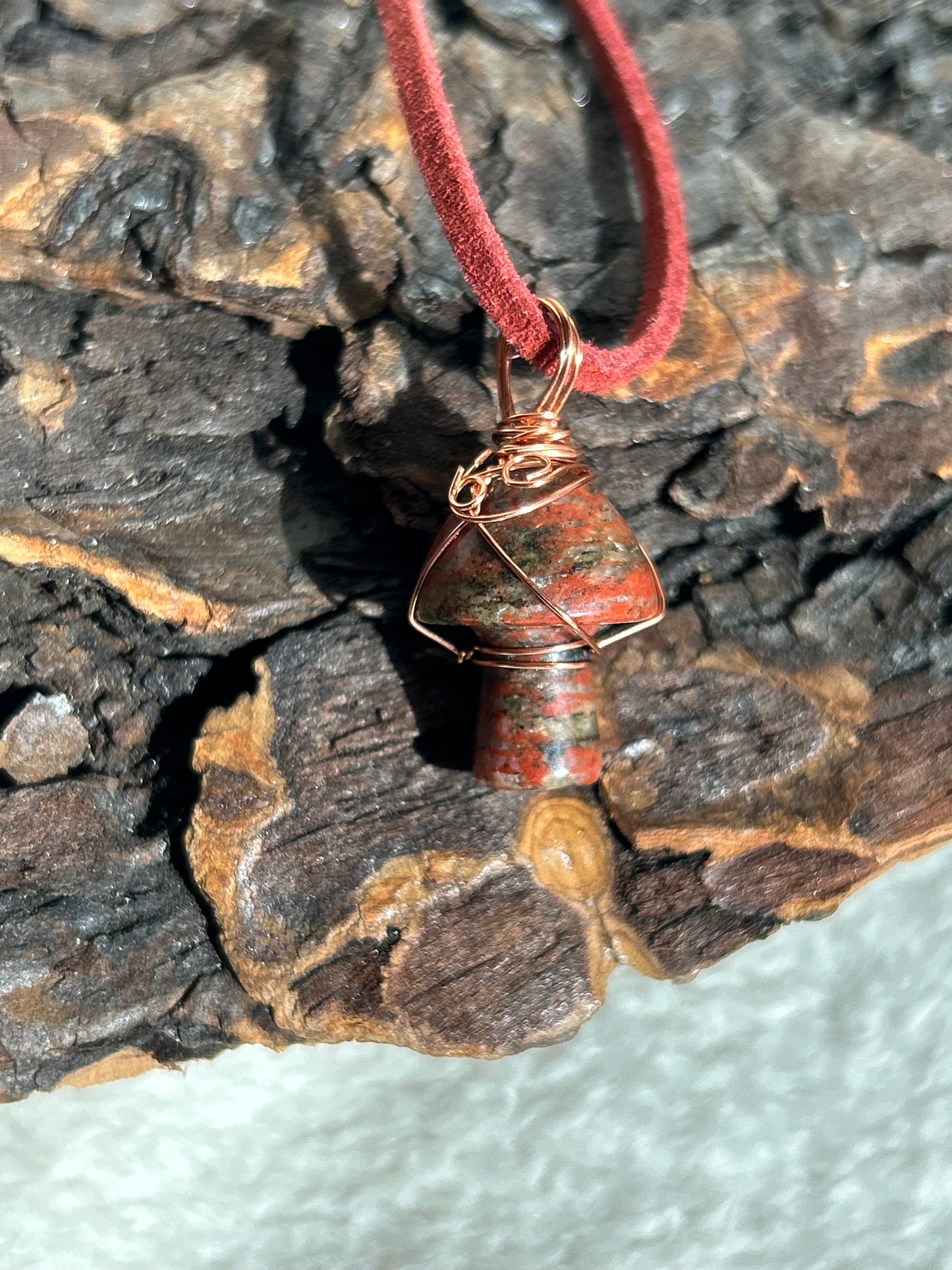 Red Jasper Mushroom Necklace - The Energy Stone