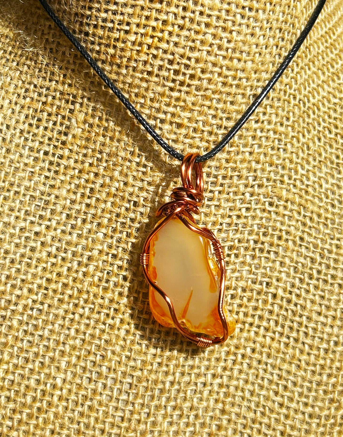 Wire Wrapped Agate Slice Necklace