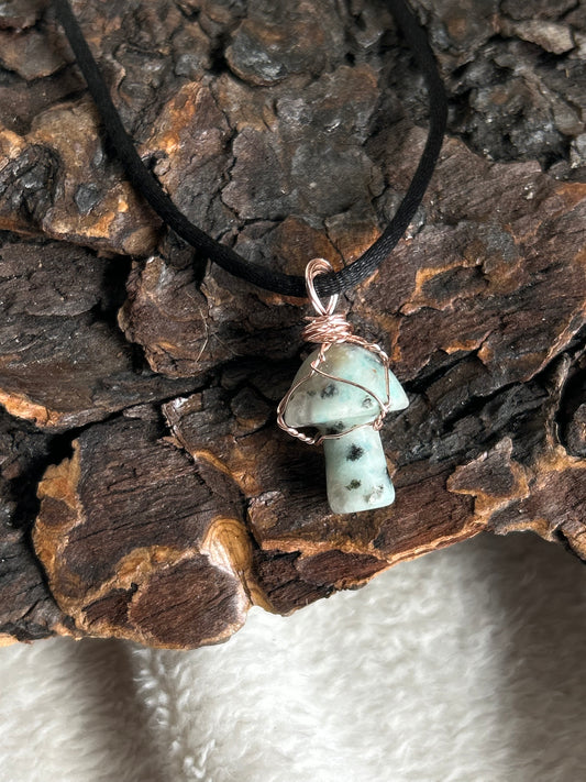 Merlinite Mushroom copper Necklace - Healing Crystal