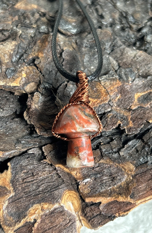 Jasp-agate Mushroom Necklace