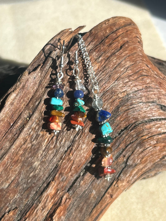 Chakra Necklace and Earring set SILVER