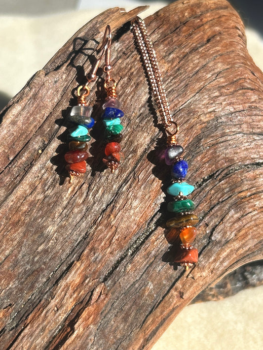 Chakra Necklace and Earring set COPPER
