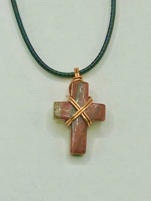 Red jasper agate Cross Necklace