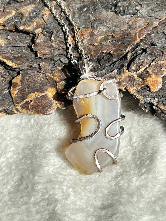Layered Agate Hammered Necklace