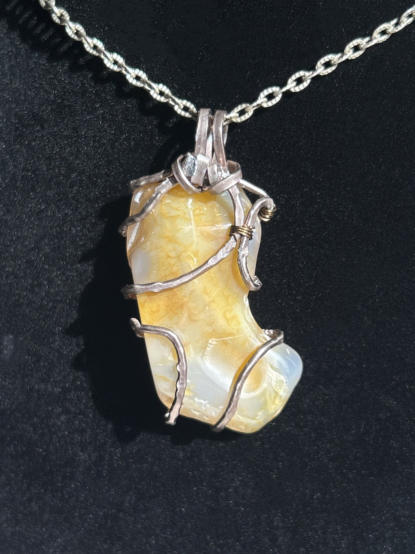 Layered Agate Hammered Necklace