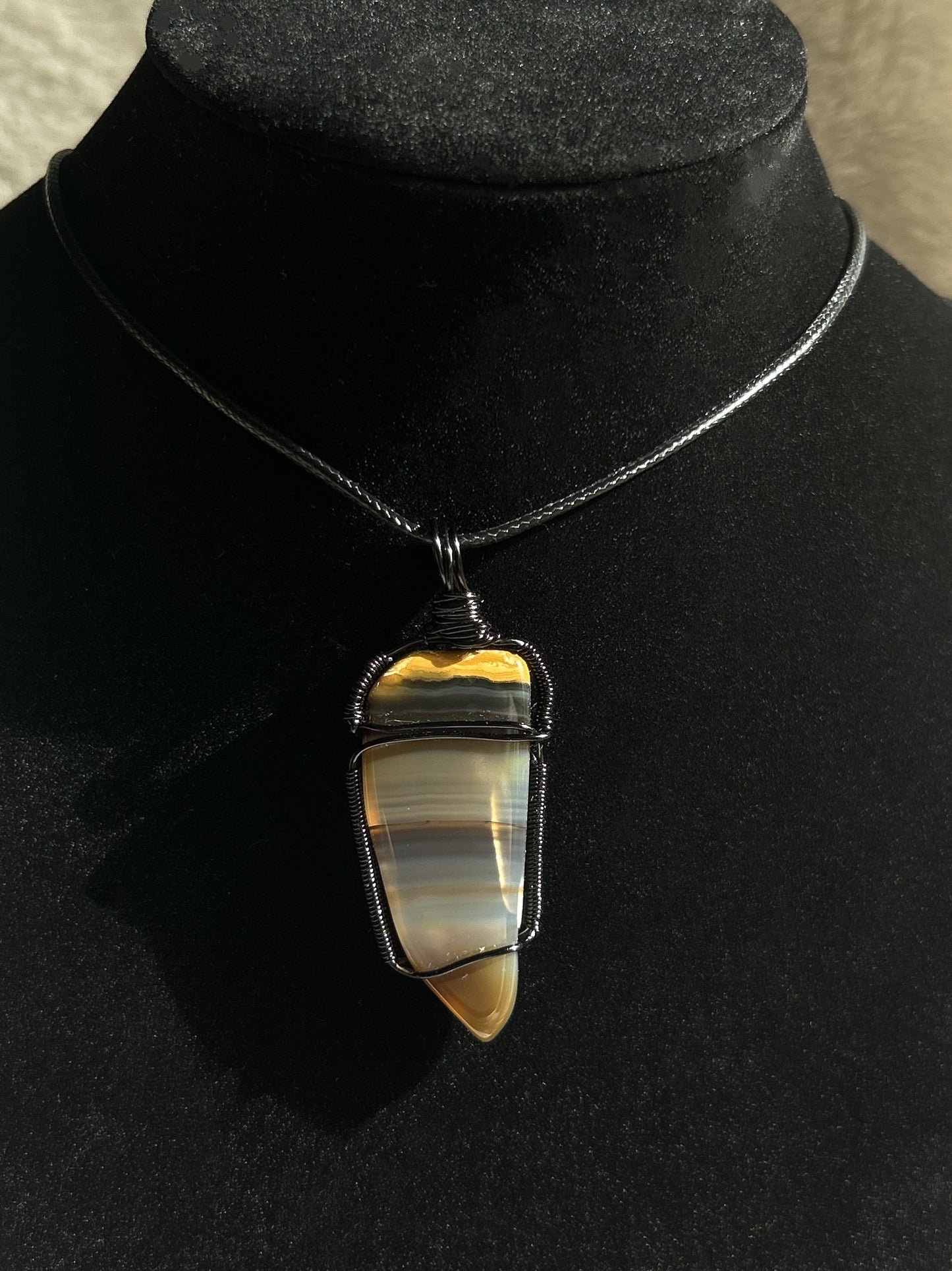 Layered Black Agate Slice Necklace