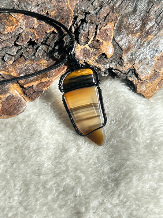 Layered Black Agate Slice Necklace