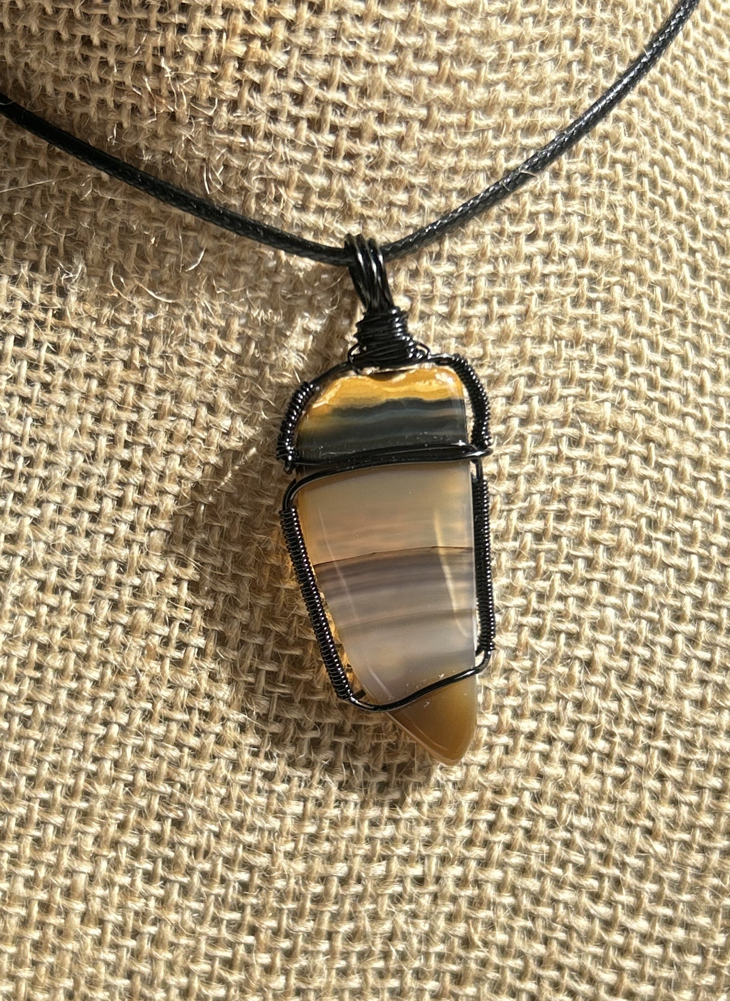 Layered Black Agate Slice Necklace