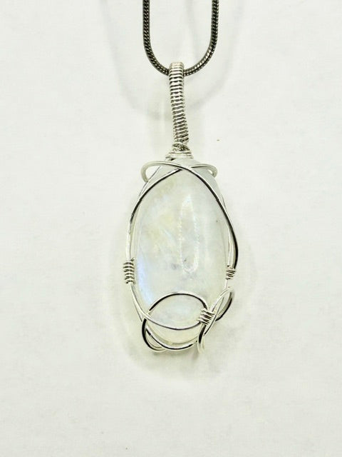 Sterling Silver Oval Moonstone Necklace