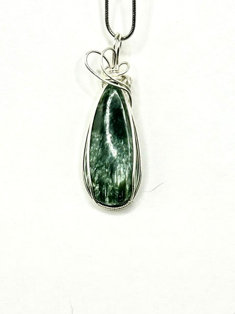Sterling Silver Natural Seraphinite Necklace